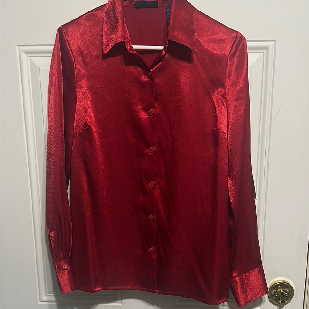 Karen Scott Shimmering Red Blouse